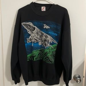 Vintage 1986 Blackbird Harrier Jet Crewneck Sweatshirt